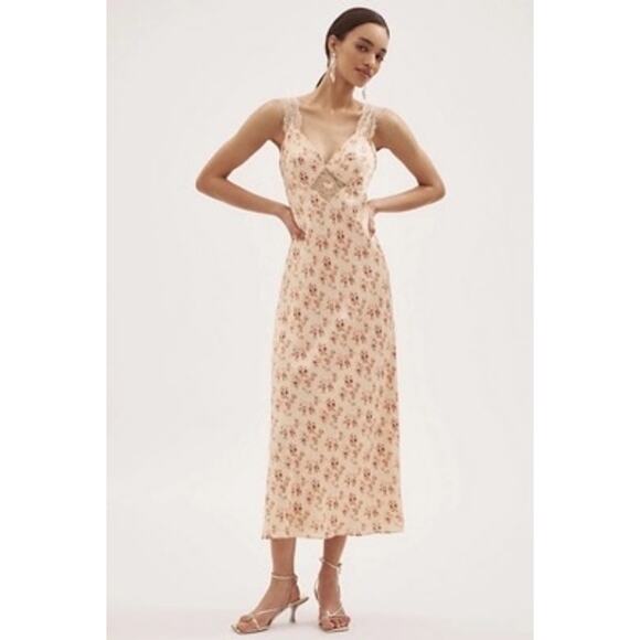 Cami NYC Dresses & Skirts - Cami NYC Rika Floral Hammered Silk Dress ivory pink size 6